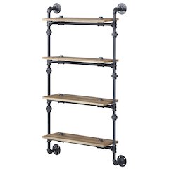 Oak and Sandy Black Rectangle 4-tier Wall Shelf