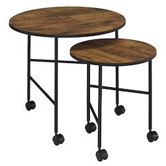 Vintage Oak and Black 2 Pieces Nesting Tables