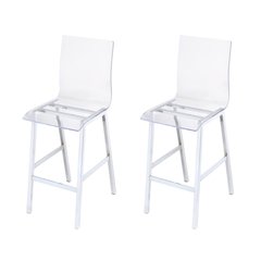 Clear and Chrome Armless Counter Height Chair (Set of 2)