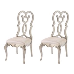 Ivory and Antique Champagne Side Chairs (Set of 2)