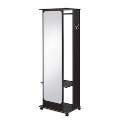 Espresso 1-Shelf Hall Tree with Casters and Hanging Rod