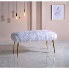 White and Gold Bench with Straight Legs