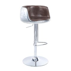 Vintage Brown and Aluminum Swivel Adjustable Stool