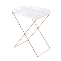 Clear and Copper Tray Table with Removable Tray