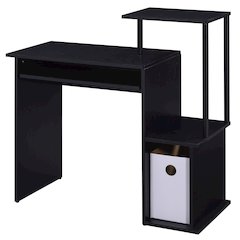 Computer Desk with Keyboard Tray and Open Shelving