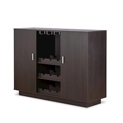 Espresso 2-door Rectangular Wine Cabinet with Steamware Rack