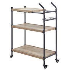 Oak and Sandy Black 2-Shelf Serving Cart