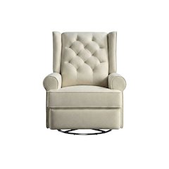 Fabric Glider Recliner Nursery Rocking Chair with USB Port, Traditional, Natural