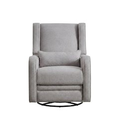 Fabric Swivel Glider Recliner, Manual Nursery Rocking Chair for Bedroom, Gray