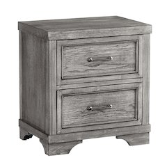 Westwood Design Foundry 2-Drawer Traditional Wood Nightstand in Brushed Pewter