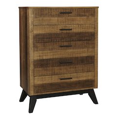 Westwood Design Urban Rustic 5-Drawer Transitional Wood Chest in Brushed Wheat