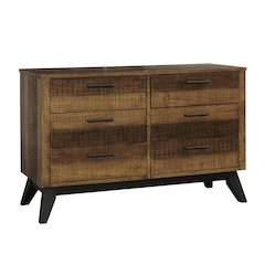 Westwood Design Urban Rustic 6-Drawer Wood Dresser in Brushed Wheat Brown
