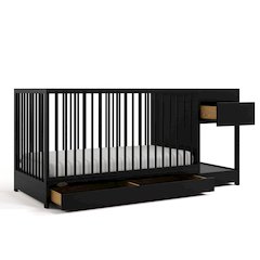 Teddi Convertible Crib & Changer-Black