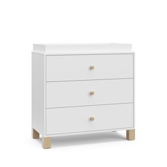 California 3 Drawer Chest With Topper - White with Driftwood