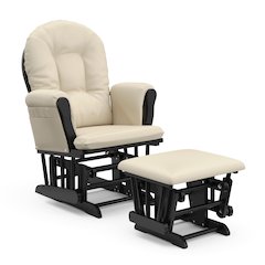 Storkcraft Hoop Glider and Ottoman - Black with Beige
