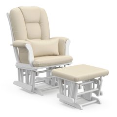 Tuscany Glider & Ottoman - White with Beige