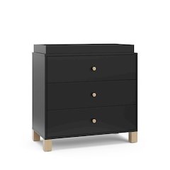 California 3 Drawer Chest With Topper - Black with Driftwood