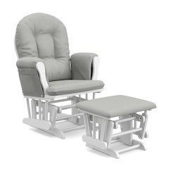 Storkcraft Hoop Glider and Ottoman - White with Light Gray