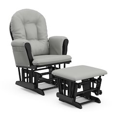 Storkcraft Hoop Glider and Ottoman - Black with Light Gray