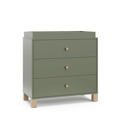 California 3 Drawer Chest With Topper - Olive with Driftwood