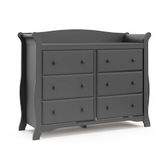 Storkcraft Avalon 6 Drawer Universal Double Dresser - Gray