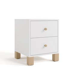 California 2 Drawer Nightstand - White with Driftwood