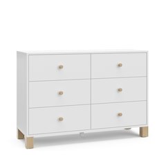 Storkcraft California 6-Drawer Double Dresser (White with Driftwood)