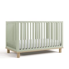 Deluxe 3-in-1 Convertible Crib with Bonus Toddler Guardrail, Sage with Driftwood