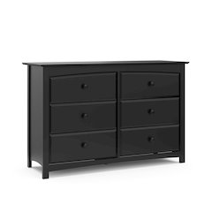 Kenton 6 Drawer Universal Double Dresser - Black