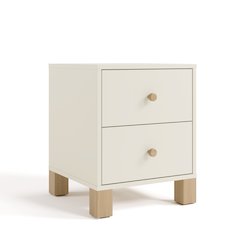 California 2 Drawer Nightstand - Frosted Oat with Driftwood