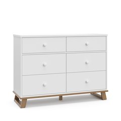 Storkcraft Modern 6 Drawer Dresser (White with Vintage Driftwood)