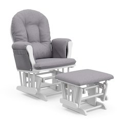 Storkcraft Hoop Glider and Ottoman - White with Gray Swirl