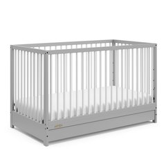 Graco Teddi 5-in-1 Convertible Crib with Drawer - Pebble Gray and White