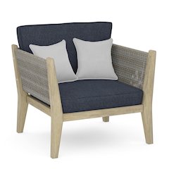 Cayman SOLID ACACIA WOOD Outdoor Conversation Chair in Slate Grey