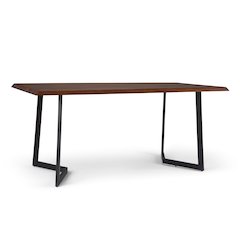 Watkins Solid Mango Wood Dining Table With Inverted Metal Base In Dark Brown