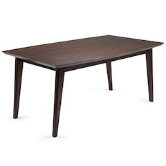 Draper Solid Hardwood Mid Century Rectangle Dining Table In Java Brown