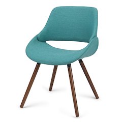 Malden Bentwood Dining Chair In Turquoise Blue Woven Fabric