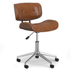 Dax Bentwood Office Chair In Distressed Tan Vegan Faux Leather