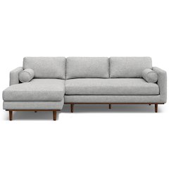 Morrison Mid Century Left Sectional Sofa In Mist Grey Woven-Blend Fabric