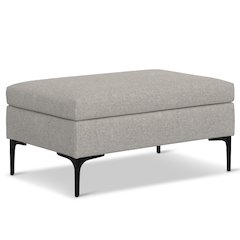Coffee Table Storage Ottoman With Lift Up Lid In Cloud Grey Polyester Linen Look