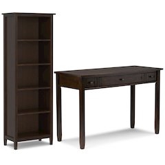 48 inch Wide Desk with 26 inch Wide Bookcase in Tobacco Brown (Set of 2)