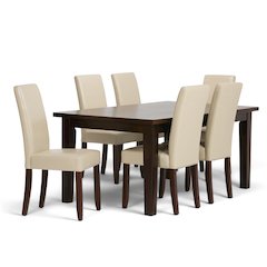 Acadian Solid Hardwood 7 Piece Dining Set In Satin Cream