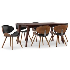 Marana / Draper Solid Hardwood 7 Piece Dining Set In Black