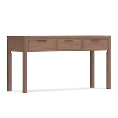 60 inch Wide Solid Wood Contemporary Console Table in Medium Saddle Brown