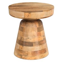16 inch Wide Round Boho Contemporary Rustic Accent Table in Natural