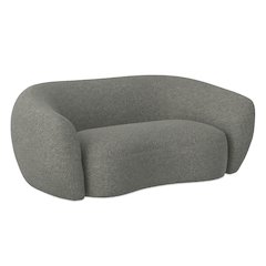 69 inch Wide Contemporary Loveseat Sofa in Stone Grey Boucle Performance Fabric