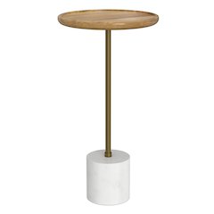 12"W Solid Mango/Genuine Marble/Iron Modern End Table