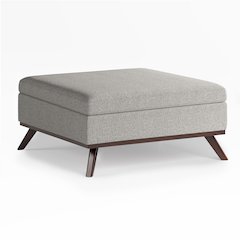 Owen Square Coffee Table Storage Ottoman In Cloud Grey Polyester Fabric