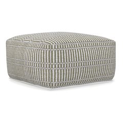 20 inch Wide Boho Outdoor/Indoor Square Pouf in Travertine/White Polyester