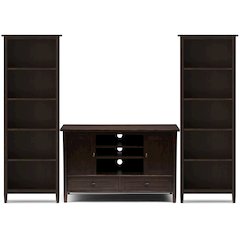 47"W TV Stand with Two 26"W Bookcases in Tobacco Brown (Set of 3)